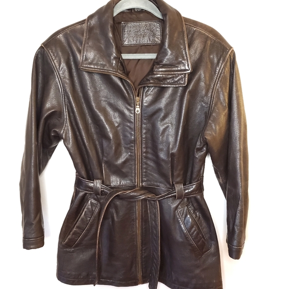Jacqueline Ferrar Brown Leather Belted Coat - Picture 5 of 8